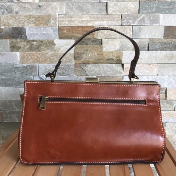 Patricia Nash Ardella Leather Metal Frame Satchel - Picture 5 of 7